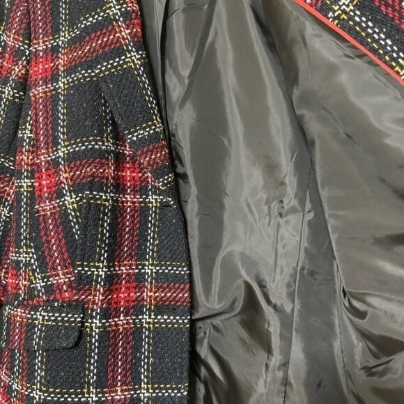 Talbots Aberdeen Blazer Jacket Wool Blend Red/Black Plaid Tailored Womens Sz 16 - Picture 3 of 12